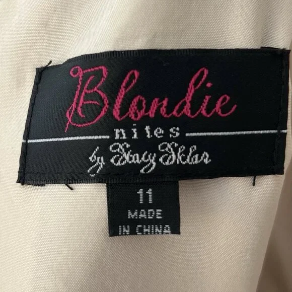 Blondie Nites Junior 11 Metallic Gold Blue Floral Fairycore Ball Gown Prom Dress - Picture 6 of 16